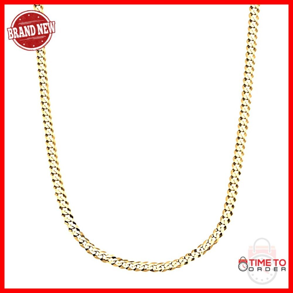 14K Gold Plated Sterling Silver Curb Chain Necklace, 20 Inch Length